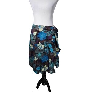 H&M Size 8 Floral Wrap Skirt - Blue and Brown